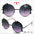 Special Design Sunglasses with Flower Decoration Round Frame Sunglasses (30388)